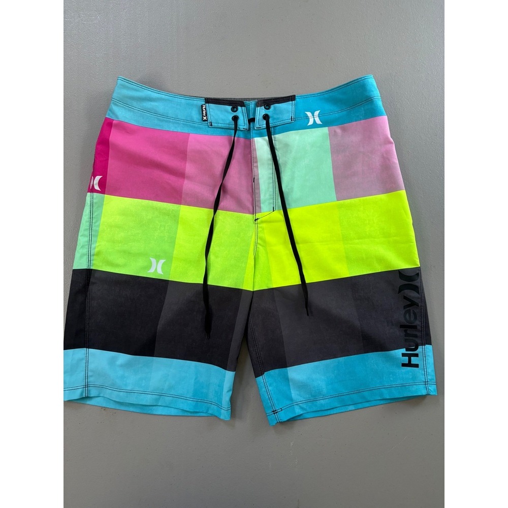 Hurley Phantom Board Shorts Mens 32 Neon Colorblock Swim Trunks MBS0006310